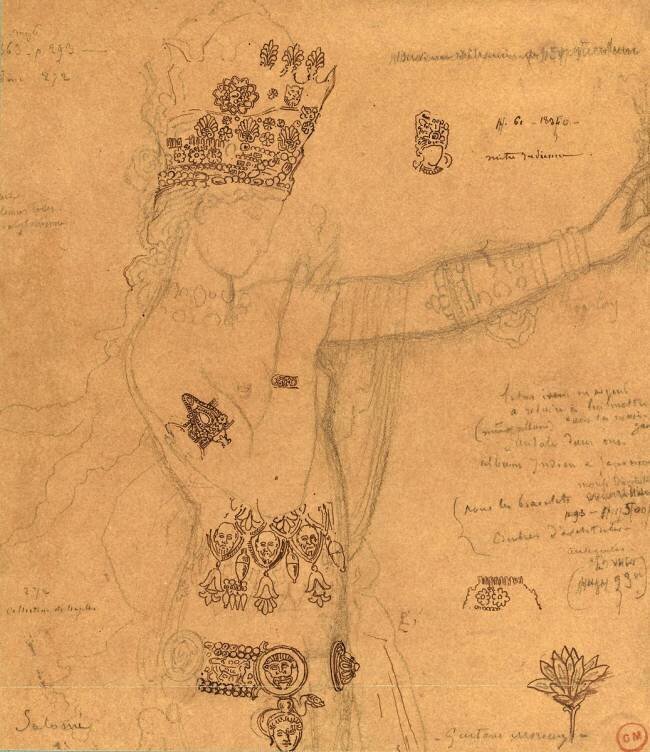 Feuille d'études pour Salomé Gustave Moreau