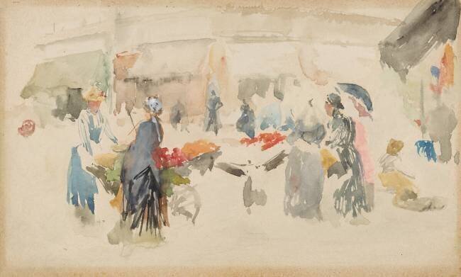 Flower Market : Dieppe James Abbott McNeill Whistler