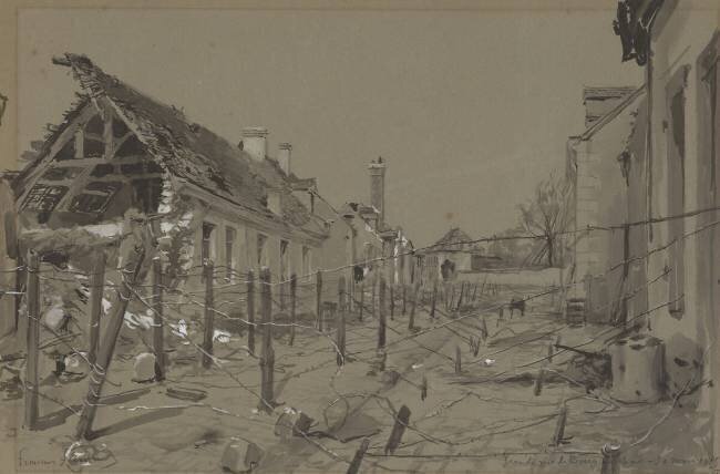Grande rue de Berry-au-Bac march 1915 François Flameng