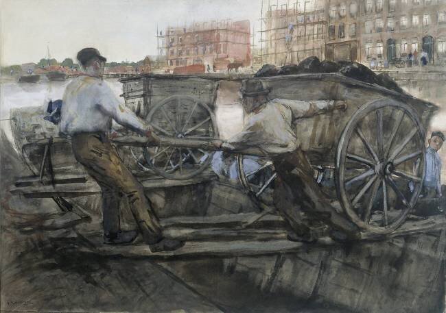Labourers Pulling a Heavily Laden Cart on Jacob van Lennepkade, Amsterdam George Hendrik Breitner