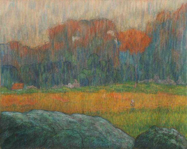 Landscape with Figure and Houses Emile Schuffenecker