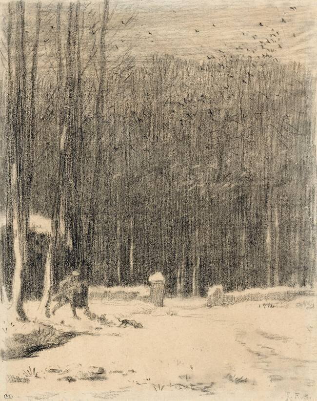 L'entrée de la forêt de Barbizon; effet de neige Jean-François Millet