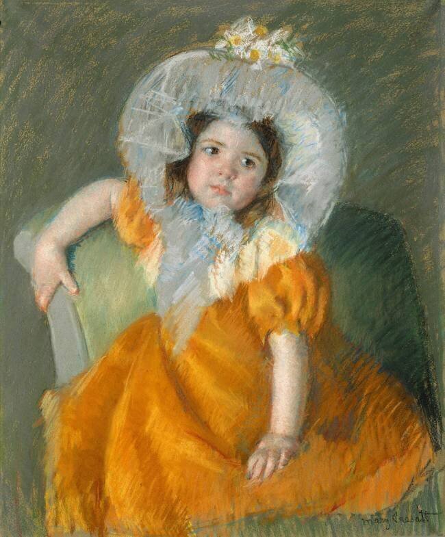 Margot in Orange Dress Mary Cassatt