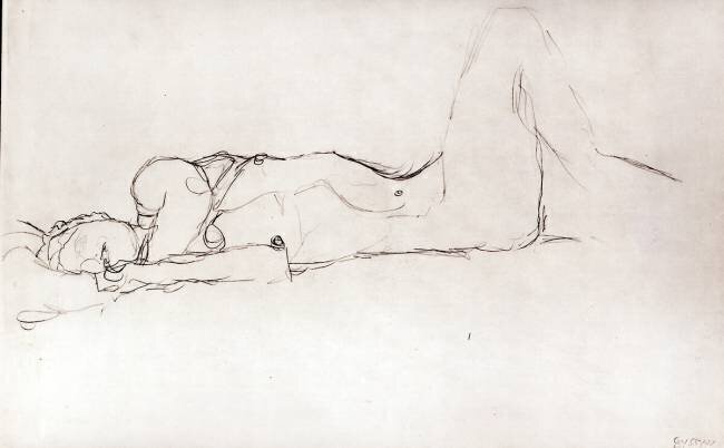 Nude Woman in Bed Gustav Klimt