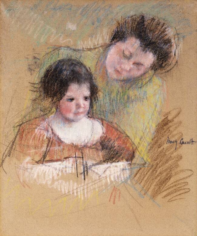Reine Leaning over Margot's Shoulder Mary Cassatt