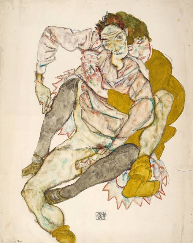 Seated Couple Egon Schiele