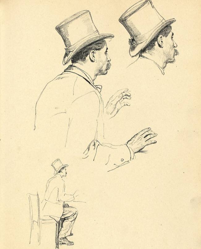 Studies for 'A Parisian Cafe': Sideview of Man's Head with Hat Ilya Répine