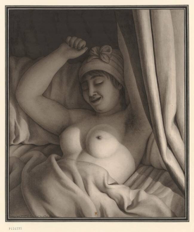 Study of female nude in a bed Jean-Jacques Lequeu