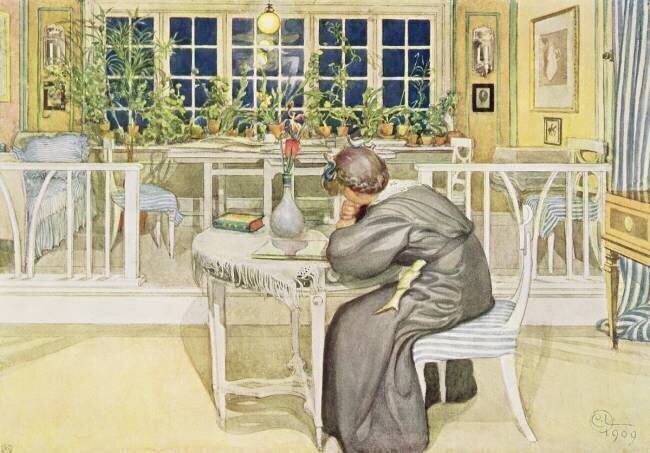 The Evening Before the Journey to England - Study Room Carl Larsson