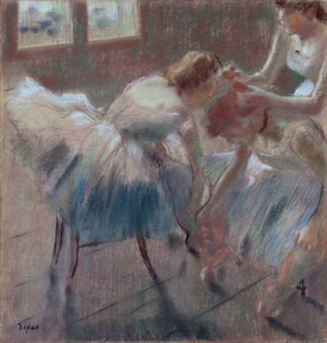 Three Dancers Preparing for Class Edgar Degas