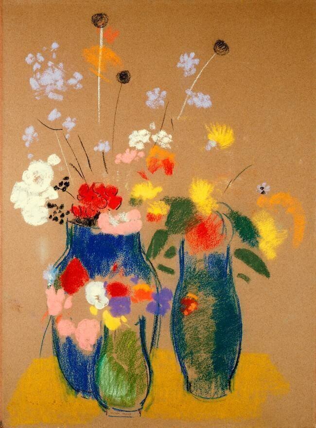 Three Vases of Flowers Odilon Redon