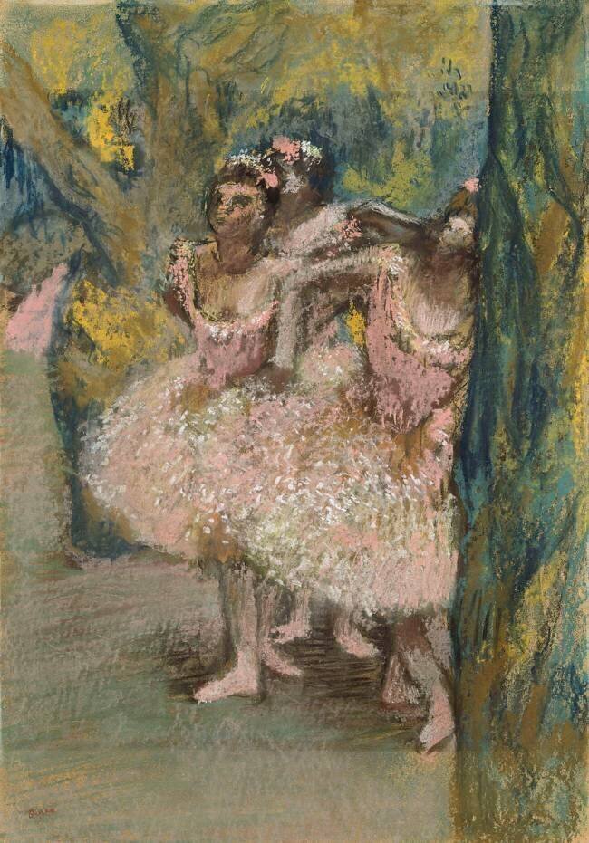 Trois danseuses en jupes saumon Edgar Degas