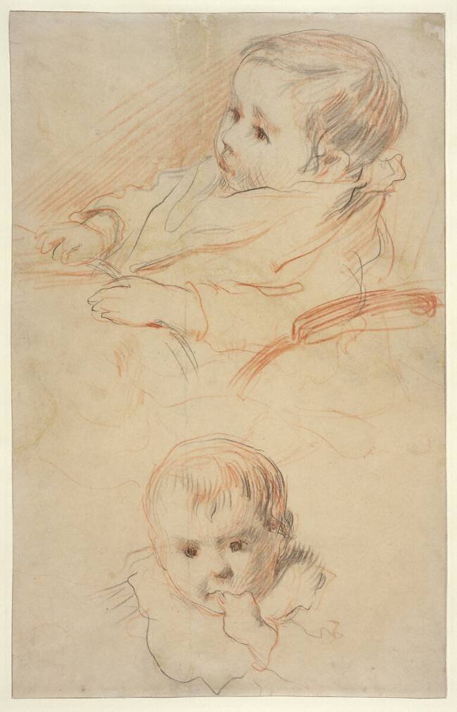 Two studies of a little child Auguste Renoir