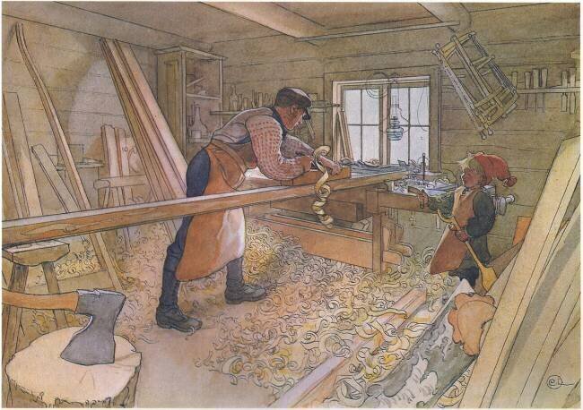 Uncle Johan in the farm workshop Carl Larsson