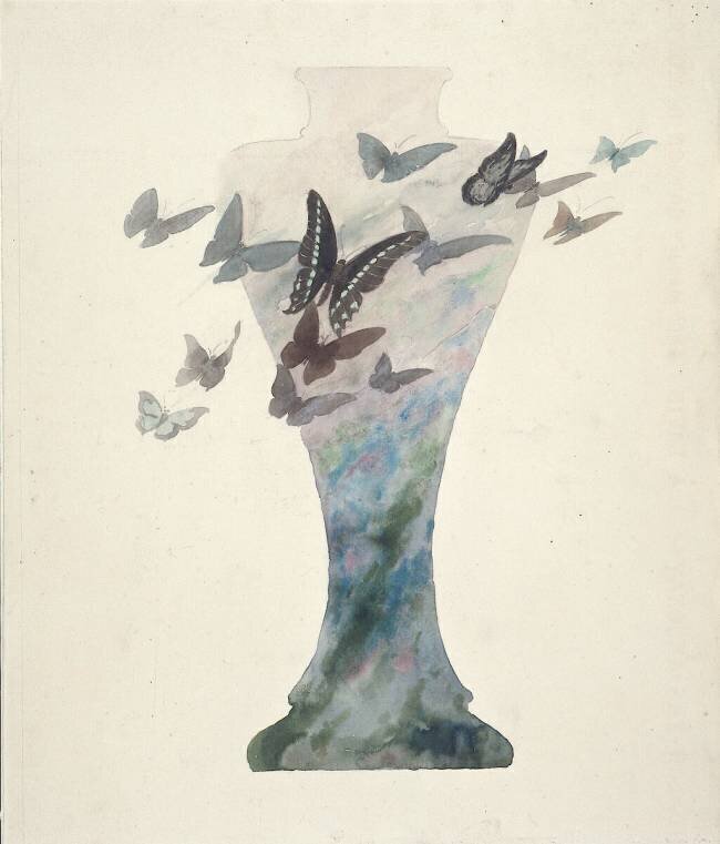 Vase with butterflies Emile Gallé