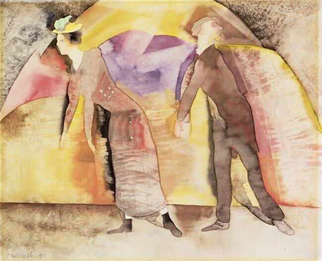 Vaudeville - Woman and Man on Stage Charles Demuth