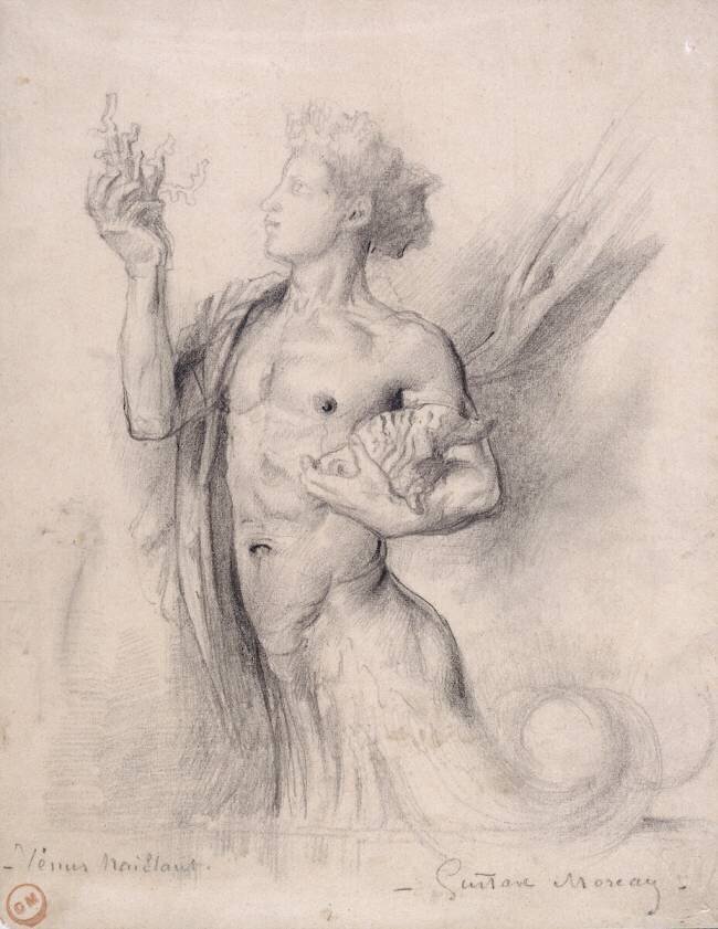 Vénus sortant de l'onde (génie marin pour) Gustave Moreau