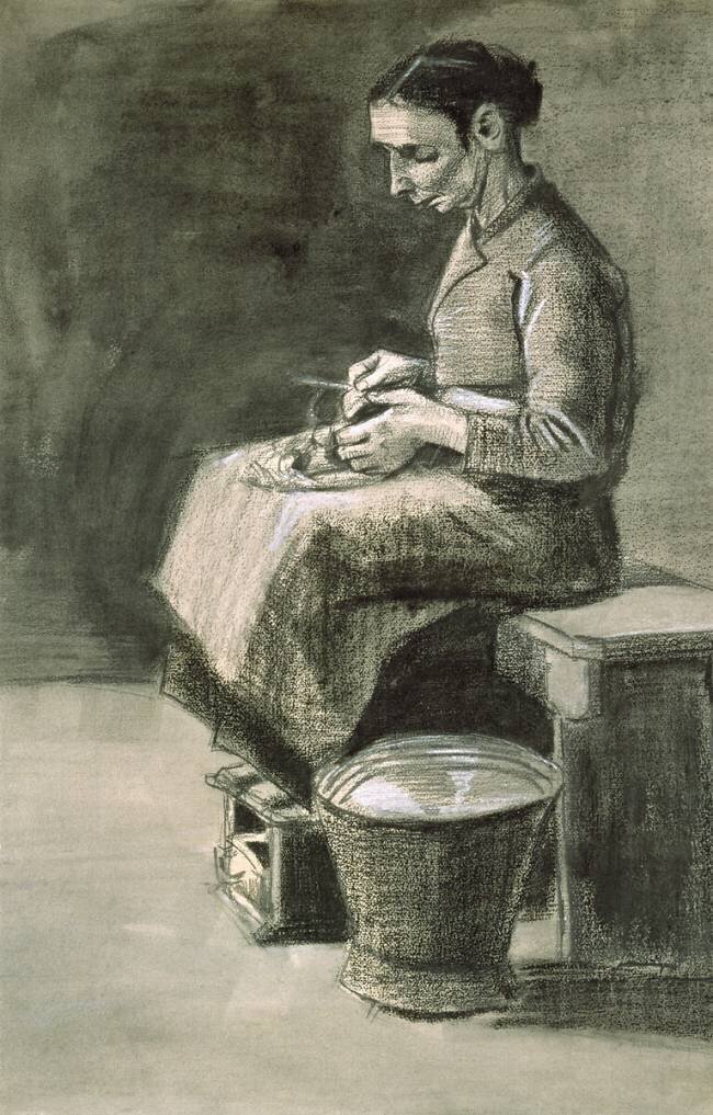 Woman peeling potatoes Vincent van Gogh