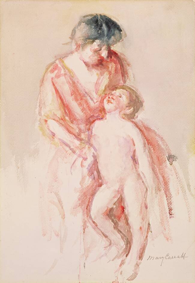 Woman with a Nude Boy at her Side Mary Cassatt