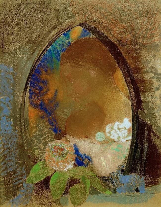 Women's profile in pointed arch Odilon Redon