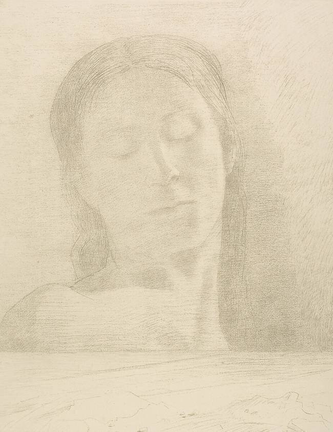 Yeux fermés - croquis Odilon Redon