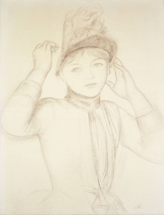 Young Woman Arranging her Hat Auguste Renoir
