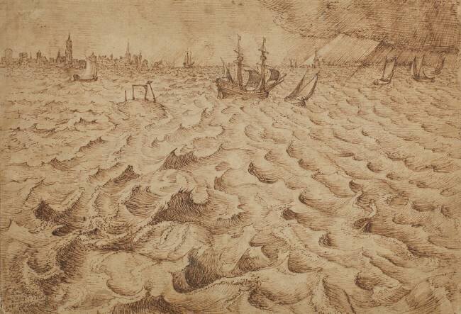 A storm on the River Schelde with a view of Antwerp Pieter Brueghel the Elder