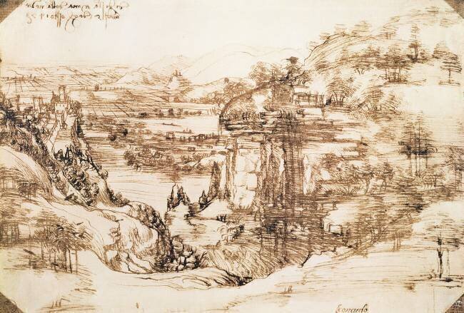 Arno Landscape Leonardo da Vinci