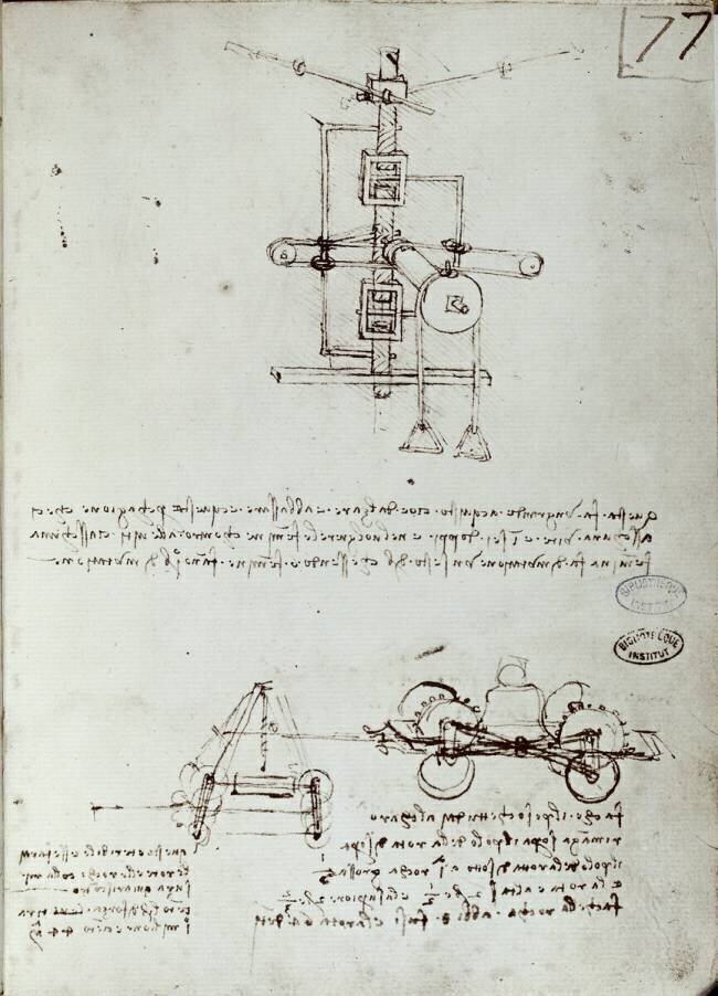 Flying machine drawing Leonardo da Vinci