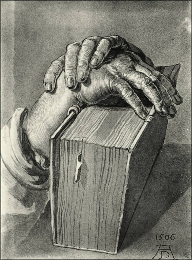Study of Hands with Book Albrecht Dürer