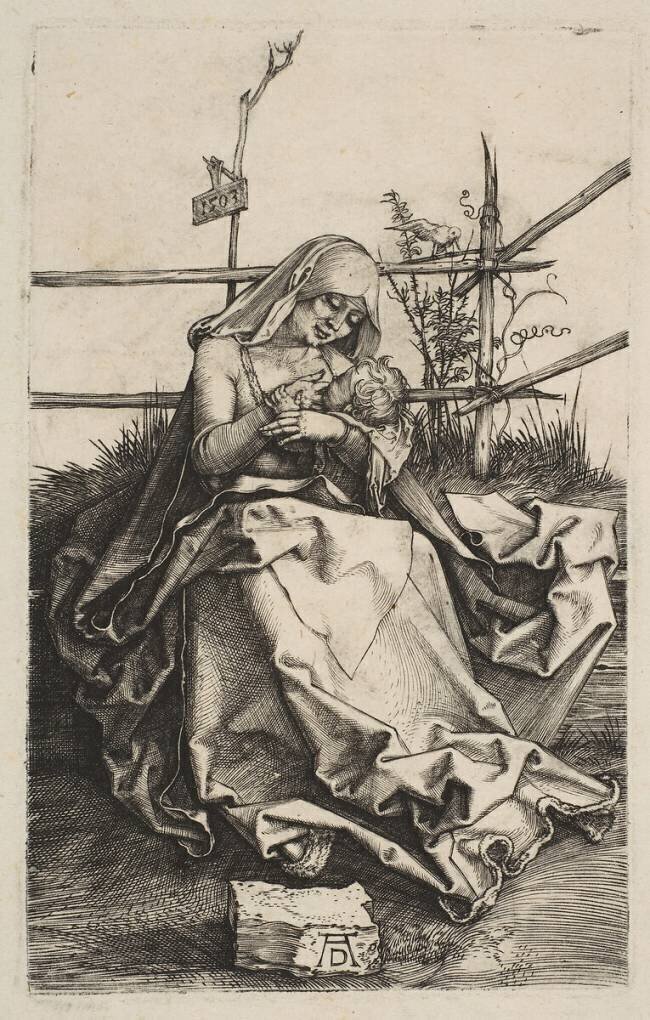 Virgin and Child on a Grassy Bench Albrecht Dürer