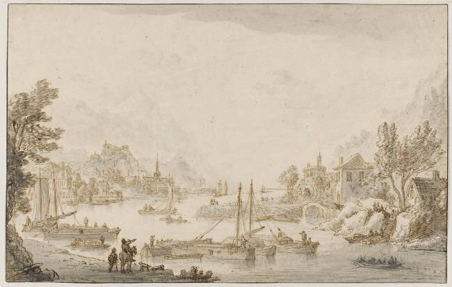Paysage avec une rivière Jan van Aken