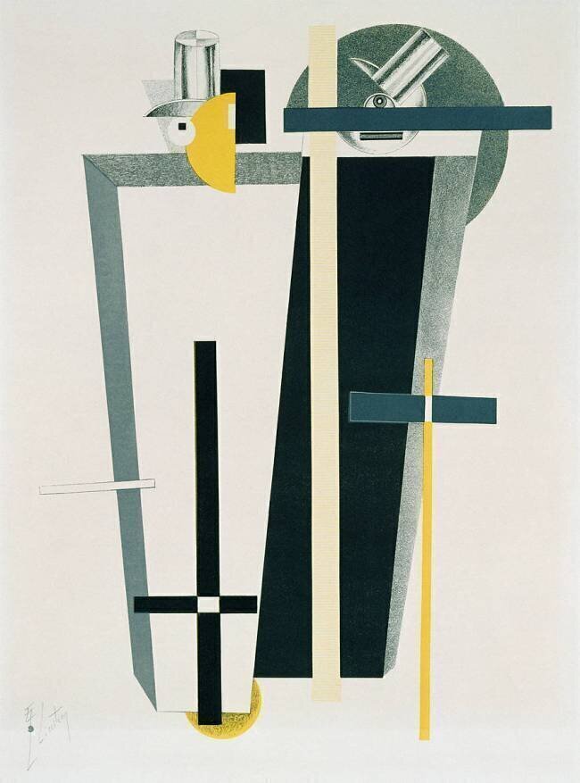 Abstract Composition in Grey, Yellow and Black Eliezer Lissitzky