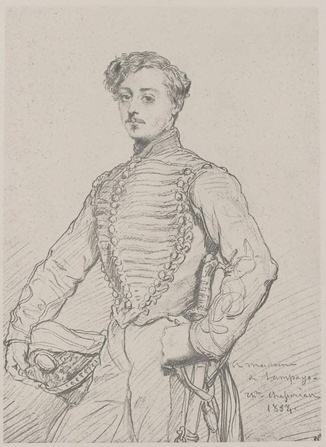 Gravure en facsimile : portrait d'Osborne de Sampayo Théodore Chasseriau