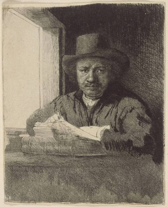Autoportrait : Rembrandt dessinant ; 1er état Rembrandt