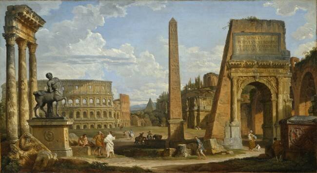 A Capriccio view of Roman ruins Giovanni Paolo Pannini