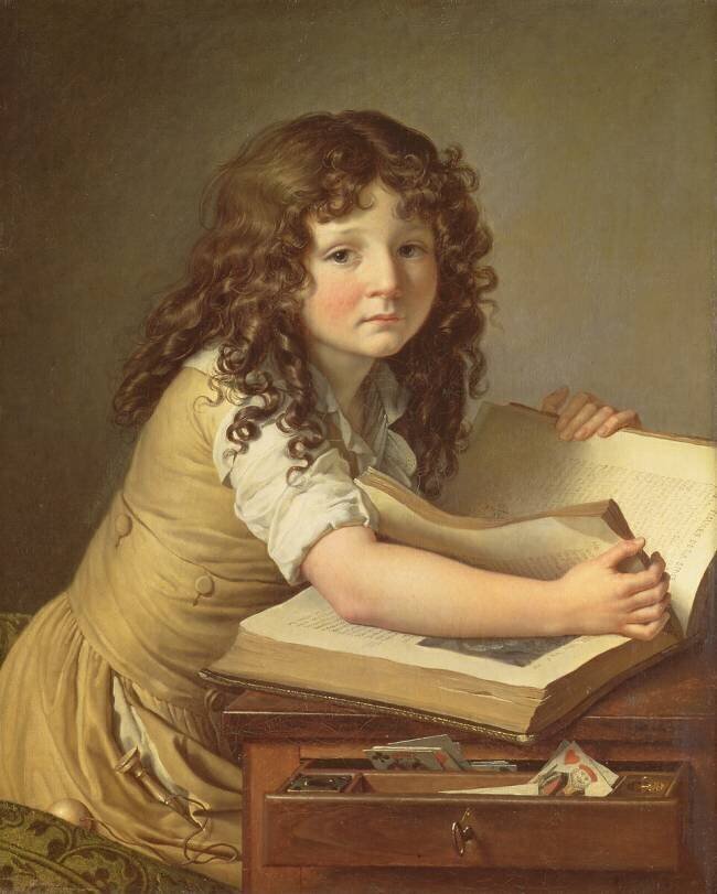 A child looking at pictures in a book Anne-Louis Girodet