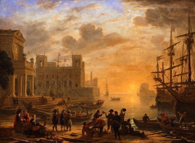 A harbour landscape at sunset Claude Gellée