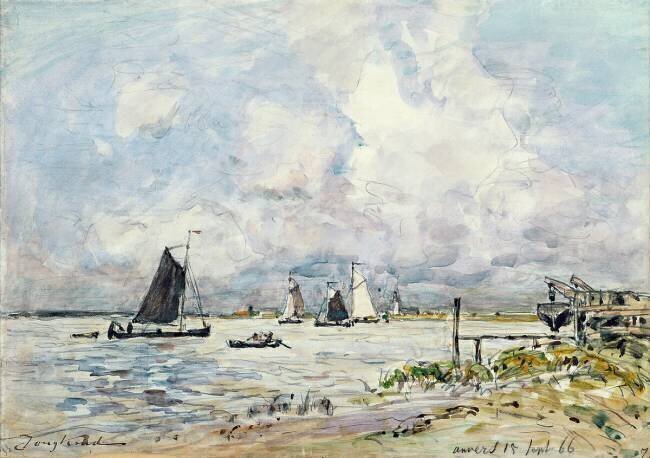A Landing Stage on the Escaut Johan Barthold Jongkind