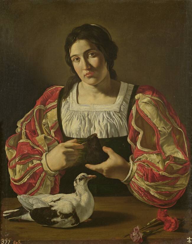 A Woman with Doves Cecco del Caravaggio