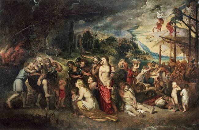 Aeneas prepares to lead the Trojans into exile Peter Paul Rubens