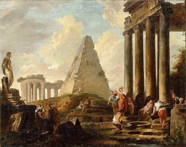 Alexandre le Grand devant le tombeau d'Achille Hubert Robert