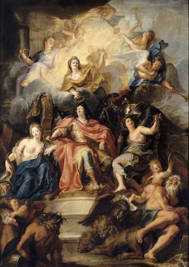 Allégorie à la gloire de Louis XIV (allusion à la Trève de Ratisbonne signée le 15 août 1684) Antoine Coypel