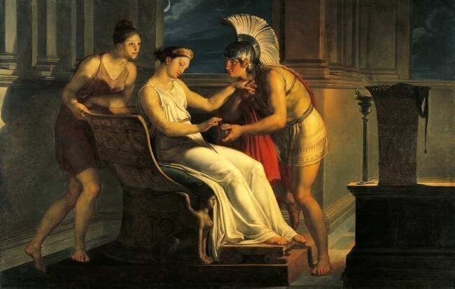 Ariadne giving some thread to Theseus to leave labyrinth Pelagio Palagi