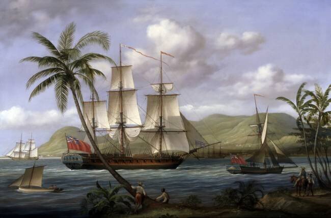 Arrivée de la frégate britannique commandée par Nelson à St. Kitts Louis Dodd