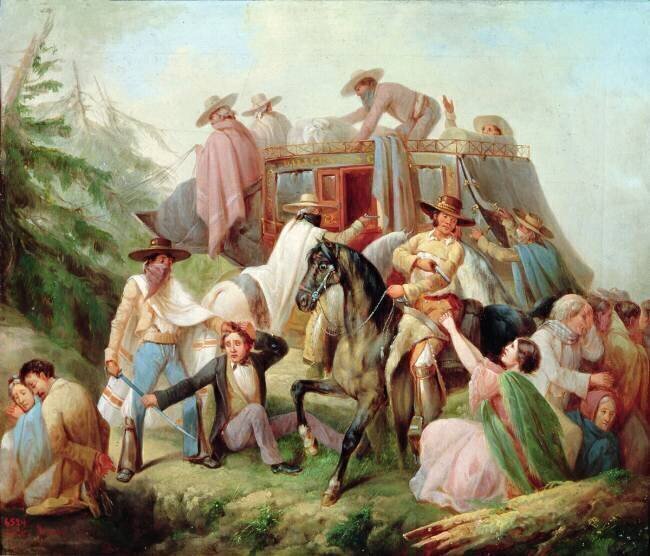 Attack on a stagecoach by brigands Antonio Serrano