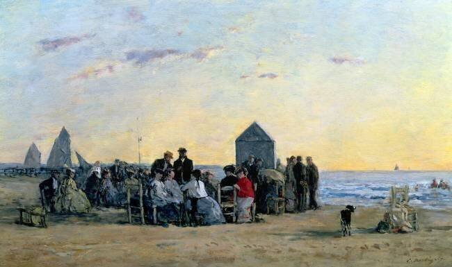 Beach Scene at Trouville - Sunset Eugène Boudin