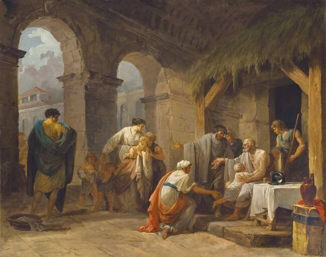 Belisaire Receiving the Hospitality of a Farmer who has Worked Under His Orders Hubert Robert