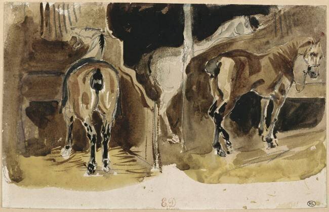 Chevaux dans une écurie Eugène Delacroix