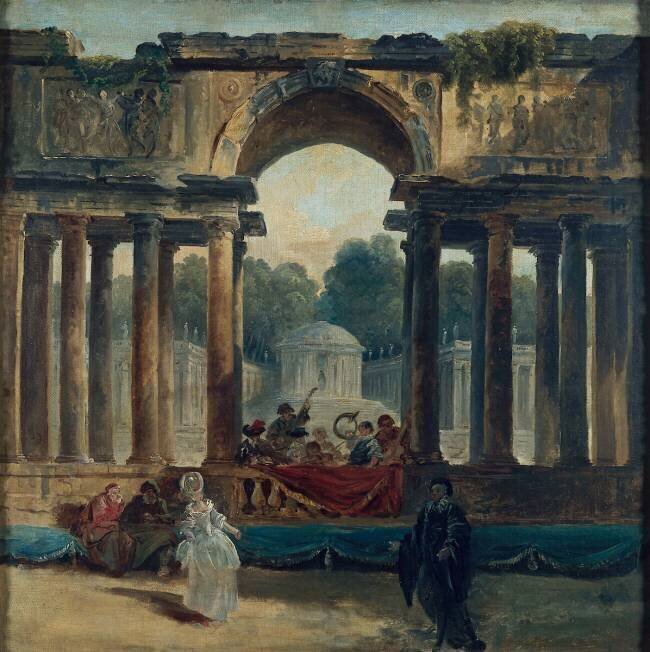 Danse et concert dans un parc Hubert Robert